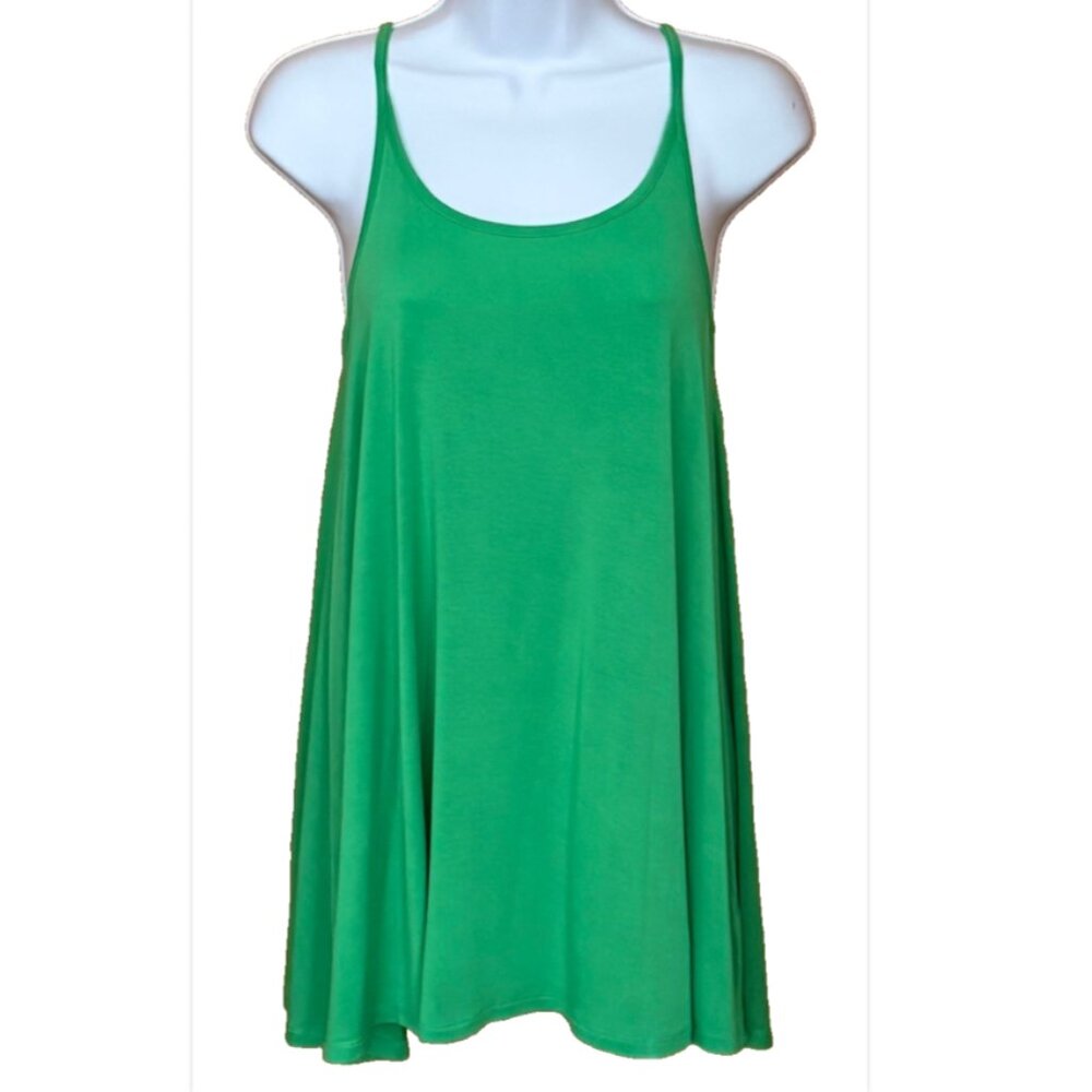 NWOT Cupio Women's M Green Tank Long Swing Tunic Top Swim Coverup Beach Flowy